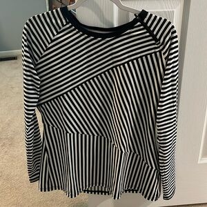 Coolibar Top Size Large Sun UV Protection Asymmetrical Stripe Neck Zip B13